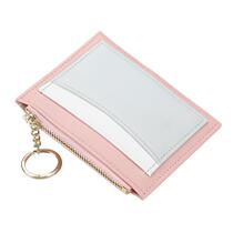 Key card bag fashion small coin wallet zipper card bag Korean version of PU splicing multi card female durable fashion and comfortable