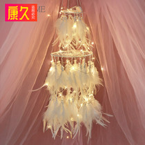 Nordic dreamcatcher tapestry diy wind chimes gift woven pendant Cotton rope material bag Feather pendant Bedroom decoration