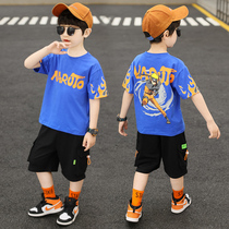 Boy short sleeve suit 2022 Summer new CUHK Children pure cotton Leisure Two sets of Chauchai Fashionable Boy