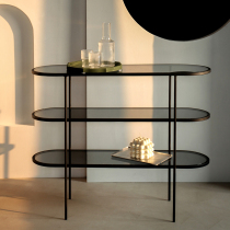 Nordic creative entrance rack storage rack Living room multi-layer floor-to-ceiling storage rack Bedroom simple tempered glass display rack