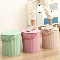 Bucket stool thickened can sit home large-capacity Bath laundry portable storage bucket with lid plastic water storage fishing bucket