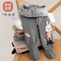 Childrens leggings autumn and winter thickened baby cotton outer wear plus Velvet girl pantyhose baby big pp warm pants