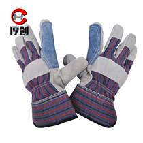Thick two-layer cowhide welding canvas gloves Welding wear-resistant gloves High temperature welder protection labor protection gloves 1