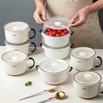 Microwave oven heated lunch box for office workers special bowl lunch box sealed fresh-keeping bowl with lid ceramic lunch box