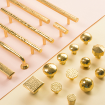 Masters South Hammer Thread Brass Handle Modern Minimalist Cabinet Drawer Wardrobe Door Light Extravagant Cabinet Golden Pure Brass long handle