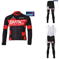 Tour de France team BMC autumn and winter cycling clothes long sleeve set fleece bicycle top strap trousers bicycle equipment