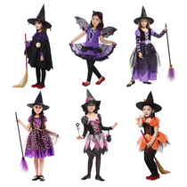 Halloween Childrens Clothing Little Girl Witch Cloak Cape Out To Serve Bat Wizard Female Witch Show Suit