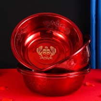 Wedding red washbasin a pair of happy basin bride dowry suit women prepare wedding washbasin wedding supplies iron Basin