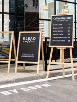Solid wood bracket type shop with small blackboard billboard handwritten chalk board Mobile blackboard promotion menu