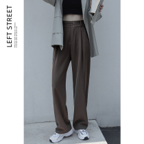 (Left Street) mop suit pants women waist design sense 2021 Spring and Autumn New straight loose casual pants