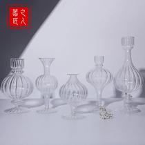 Restaurant Living room Swaying Pieces Glass Vases Ins minimalist Decorative Retro Irregular Profiled Color Striped Vases
