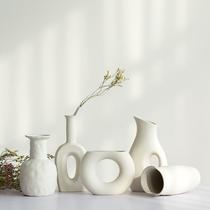 White Ceramic Vase Dry Flower Small Fresh Living Room Flower Arrangement Full of Star Table Home Decorative Pendulum Manufacturer Wholesale