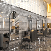 Net Red simple hanging wall haircut mirror table with LED light hairdressing shop mirror hair salon special tide touch switch