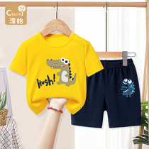 Baby Summer Clothes Boy Suit Summer Children Short Sleeve Handsome Gas One Year Old Baby Sports Two Sets Pure Cotton Clothes Thin