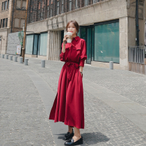 MAJE KARA French red dress 2021 early autumn new womens thin retro temperament shirt skirt