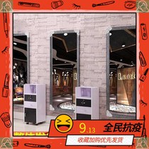 Road beauty barbershop mirror cabinet One-piece single-sided wall-mounted hair mirror Hair salon wall-mounted mirror table tide Jane