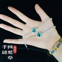 Thai Buddha brand genuine Longpo Tower Clover Sterling Silver Bracelet Pasture Silver Gold Plated Diamond