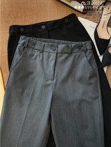 Upgrade thin fabric high waist stretch work suit pants women elastic waist professional black gray pipe ankle-length pants size
