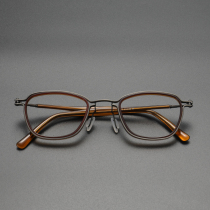 Designer hand-made glasses pure titanium retro tortoiseshell glasses frame men can be equipped with myopia and astigmatism brown female glasses frame