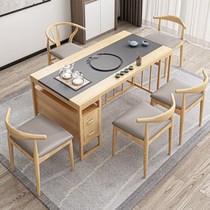 Tea table and chair combination new Chinese tea table modern simple solid wood tea table office tea set tea set