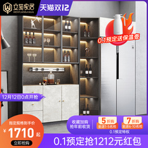 Light luxury Rock board sideboard refrigerator integrated Wall living room storage high cabinet glass door wine cabinet tea cabinet customization