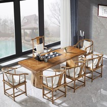 Office Gongfu Tea Desk solid wood Tea table and chairs Composition New Chinese meditation Grand plate Tea table tea table Set of tea set