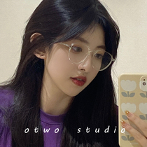 Transparent plain glasses myopia female ins Wind retro Korean version of tide tr90 ultra light glasses frame men can be equipped with degrees