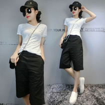 Tide Card Casual Sports Suit Women Short Sleeves 2022 Summer New Casual Conspiculean Fashion Shorts Foreign Air Two Sets