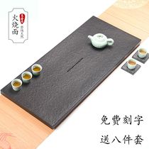 Natural Ugin Stone Tea Tray Modern Minimalist Tea Set Whole Piece Black Gold Stone Tea Tray Office Home Drainage Tea Stand