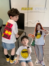 Spot spike boy parent-child 2021 new short sleeve T-shirt summer handsome baby casual short sleeve shirt