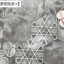 Geometric retro tiles Nordic kitchen floor tiles toilet non-slip large hexagonal brick living room dining room balcony antique brick