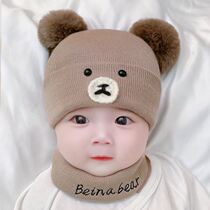 Baby hat Autumn and winter baby wool cap 0-6-12 months cap newborn knitted warm ear protection