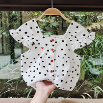 Girls camisole outside wearing pure cotton summer new foreign style childrens thin top summer t-shirt baby shirt