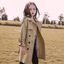 Girls 2021 New style English style spring and autumn women in big children early autumn windbreaker coat fashion tide small fragrant wind