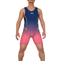 Hexagon rainbow bear personality conjoined tight freestyle one-piece wrestling suit weightlifting training clothes