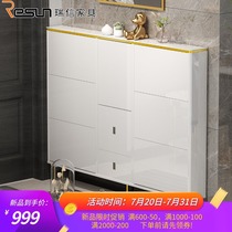 Shoe cabinet Light luxury rock board household door ultra-thin dump shoe cabinet 17cm entrance cabinet stool one large capacity