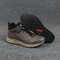 Autumn and winter mens leather front layer soft cowhide outdoor casual shoes medium-help light breathable shock absorption plus velvet warm shoes