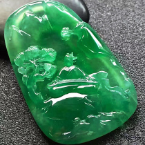 Jade landscape brand pendant Jade necklace Jade pendant Male ice jade pendant inlaid natural pendant Yimuxi