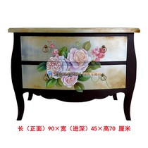  Yangzhou lacquerware factory direct sales neoclassical furniture paste silver to do old painted flower double drawers European style entrance cabinet customization
