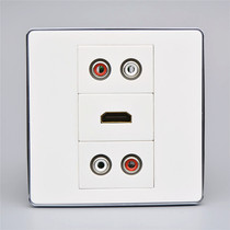 HD dual audio socket 86 type silver edge 2 AV free welding red and white lotus flower head HDMl TV wall panel