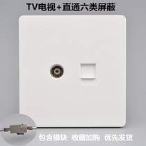 Direct six types of shielded network TV socket Gigabit Computer TV closed circuit CAT6 in-line cable port cable panel
