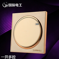 International electrician one-open multi-control switch panel single-open double-pole double-throw three-control four-control 86 type concealed champagne gold