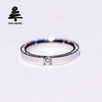 Card inlaid with side full diamond to ring Silver Pine jewelry Pt900 platinum men and women couple ring high luxury diamond
