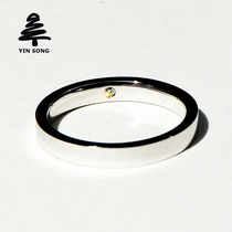 Right angle inner ring diamond-set ring Pt950 platinum diamond-set men and women white gold wedding engagement couple ring