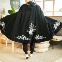 Road robe hooded cloak mens cloak costume Chinese style mens autumn and winter clothes long windbreaker coat shawl