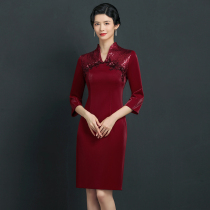 Hi mother dress Noble and refined young cheongsam dress fashion mother-in-law wedding dress Mother-in-law dress autumn dress