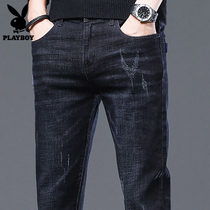 Flowers Playboy jeans Mens 2022 Spring Summer New thin Tide Cards Casual Elastic slim fit small feet long pants