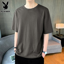 Playboy pure cotton short sleeve T shirt men in summer 2023 new shirt trend casual round collar clothes