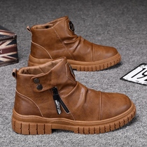 Zipper Martin Boots Mens Spring Inglées Wind Locomotive Leather Boots for Men Work High Help Leather Shoes Men