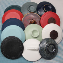 Single sale ceramic mug lid coarse matte polished bright tea office Cup round universal cover ceramic accessories